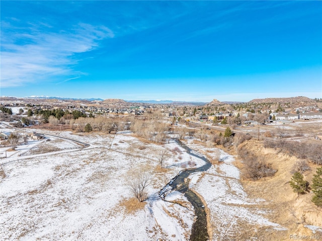 567 Lake Gulch Rd, Castle Rock, CO 80104 - snowy aerial view featuring a mountain view
