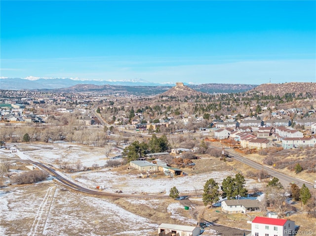 bird's eye view featuring a mountain view