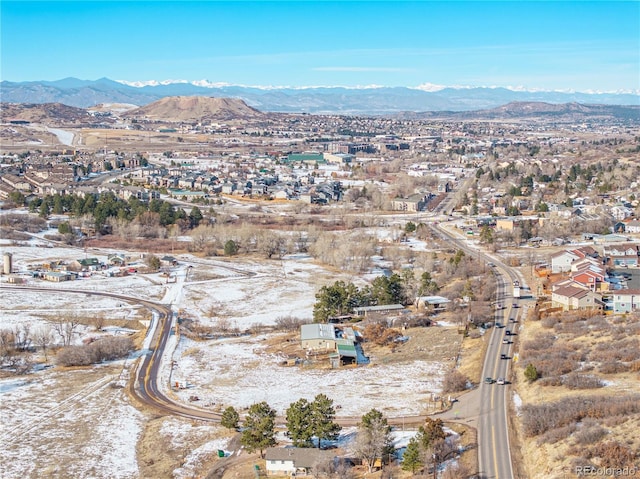 drone / aerial view with a mountain view