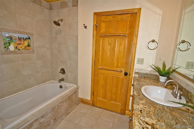 4417 Twinview Ct, Crestone, CO 81131 - bathroom with tile patterned floors, vanity, and tiled shower / bath
