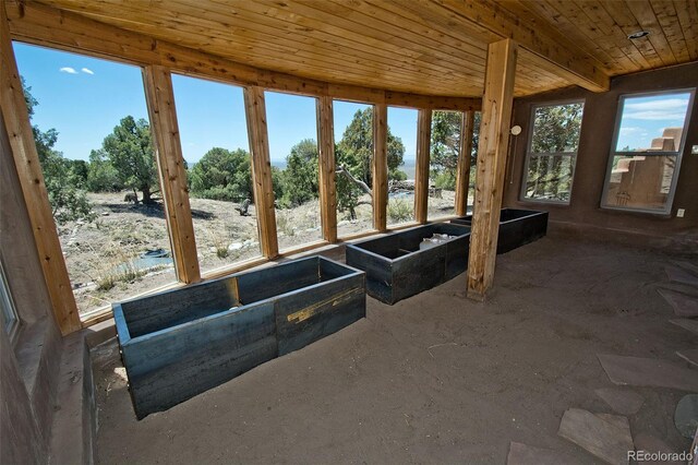 4417 Twinview Ct, Crestone, CO 81131 - unfurnished sunroom featuring wooden ceiling
