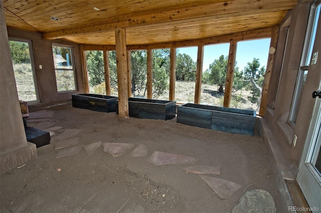 4417 Twinview Ct, Crestone, CO 81131 - unfurnished sunroom featuring wood ceiling