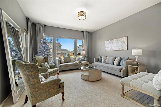 view of carpeted living area
