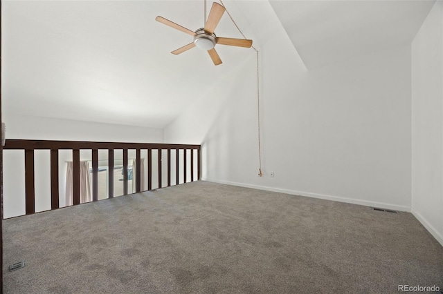3550 S Harlan St Unit 363, Denver, CO 80235 - unfurnished room with a ceiling fan, lofted ceiling, and carpet floors