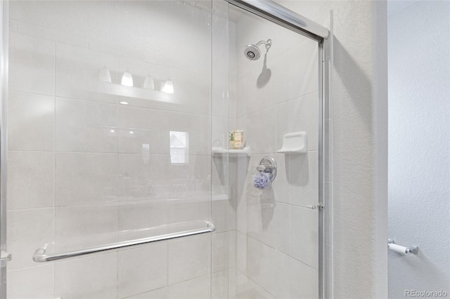10869 Traders Pkwy, Fountain, CO 80817 - full bathroom with a shower stall and a textured wall