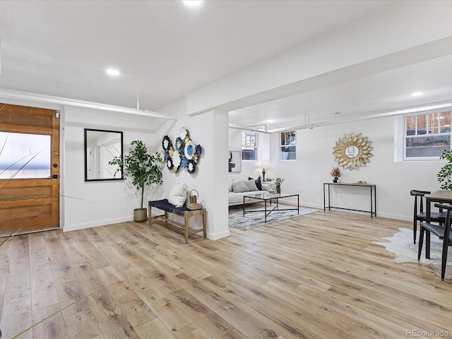 entrance foyer featuring light hardwood / wood-style flooring