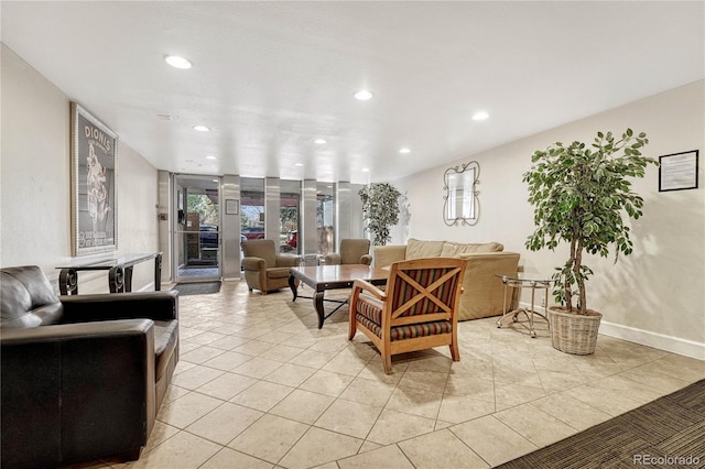 view of tiled living room