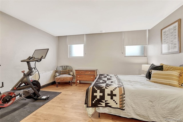 bedroom with hardwood / wood-style flooring