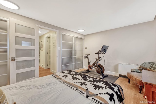 bedroom featuring light hardwood / wood-style flooring