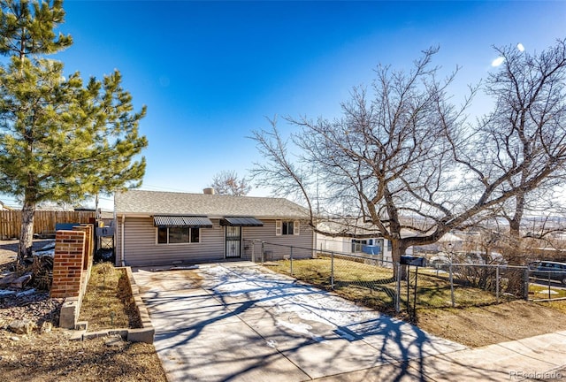 view of single story home