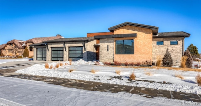 contemporary home with a garage