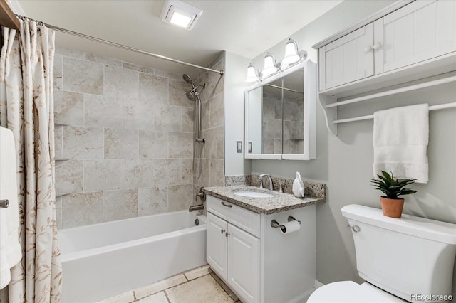 full bathroom with vanity, toilet, and shower / bath combo