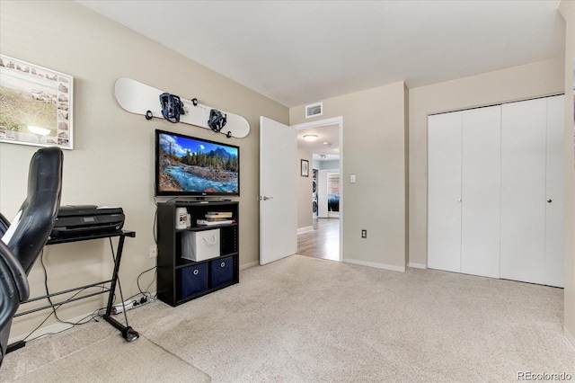 interior space with light colored carpet