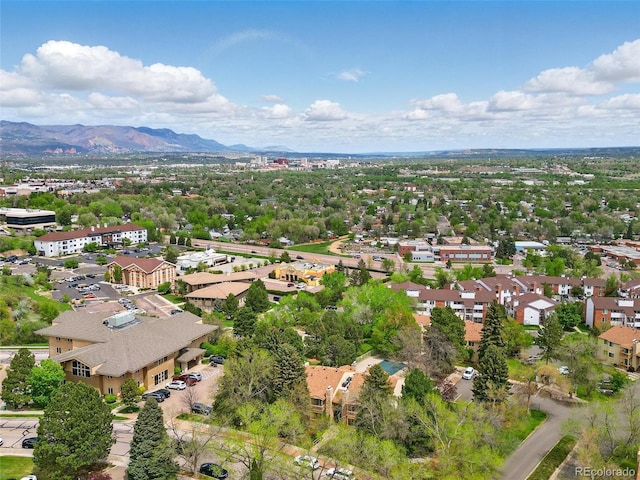aerial perspective of suburban area with a mountain backdrop