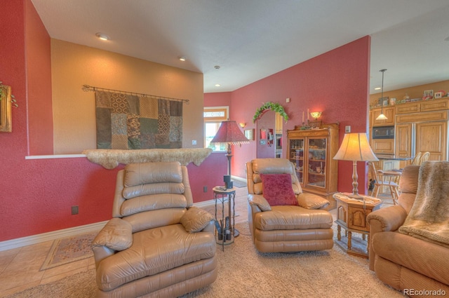 view of tiled living room