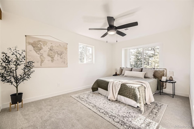 2037 Mockingbird Trl, Bailey, CO 80421 - bedroom with carpet, baseboards, and ceiling fan