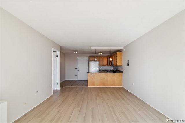 unfurnished living room featuring light wood-type flooring