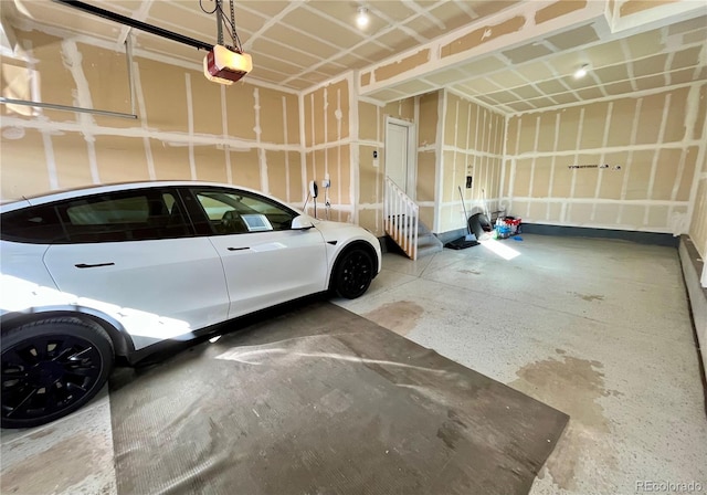 garage with a garage door opener