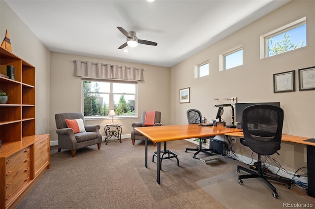 350 Andromeda Ln, Castle Rock, CO 80108 - carpeted office featuring a ceiling fan and recessed lighting