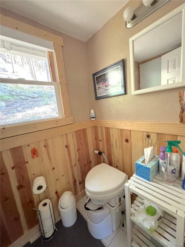 582 Pactolus Lake Rd, Black Hawk, CO 80422 - bathroom featuring a wainscoted wall and wooden walls