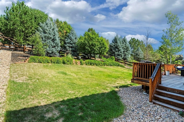 view of yard featuring a deck