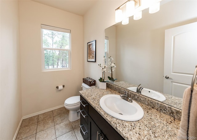15948 Huckleberry Hts, Colorado Springs, CO 80908 - half bathroom with baseboards, tile patterned flooring, vanity, and toilet
