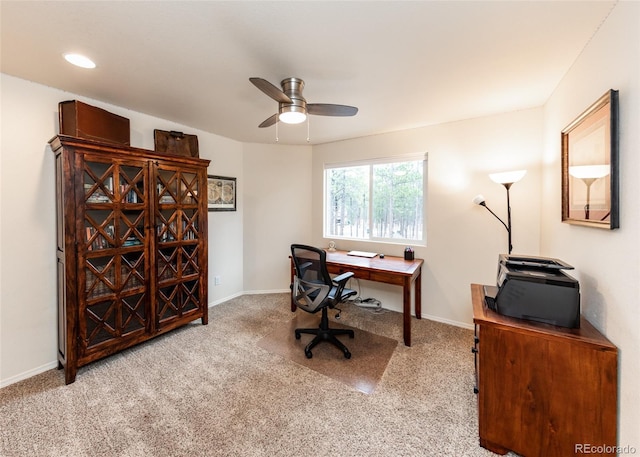 15948 Huckleberry Hts, Colorado Springs, CO 80908 - carpeted office space with baseboards and ceiling fan