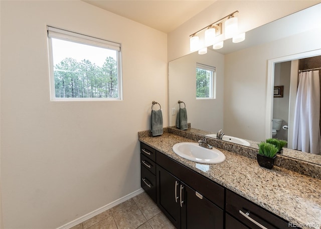 15948 Huckleberry Hts, Colorado Springs, CO 80908 - full bath featuring baseboards, tile patterned floors, toilet, and vanity