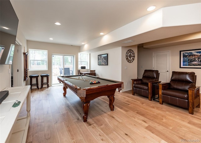 15948 Huckleberry Hts, Colorado Springs, CO 80908 - game room with billiards, recessed lighting, light wood-style flooring, and visible vents