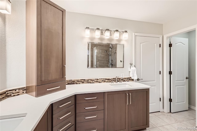 bathroom featuring vanity and walk in shower