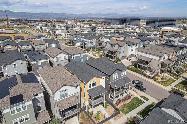 aerial view with a residential view and a mountain view