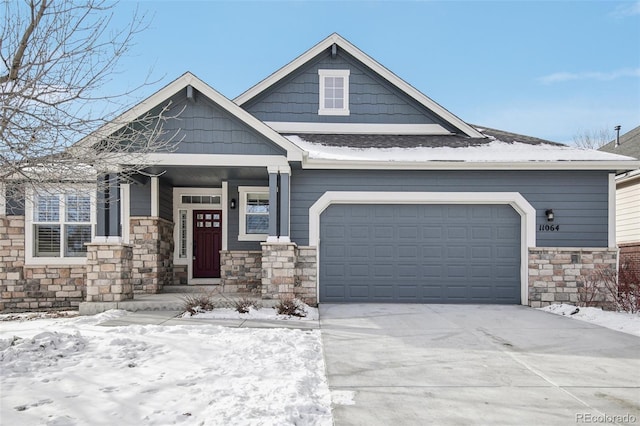 craftsman inspired home featuring a garage