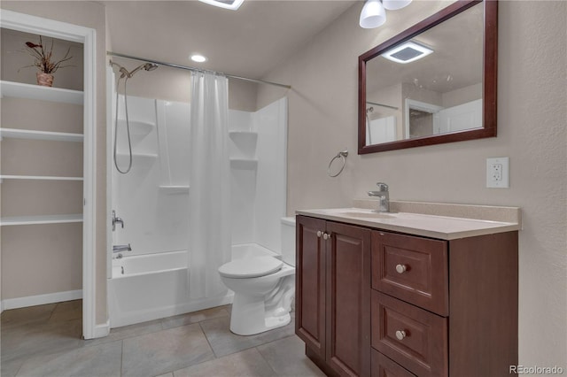 9476 Juniper Way, Arvada, CO 80007 - bathroom with tile patterned floors, vanity, and washtub / shower combination