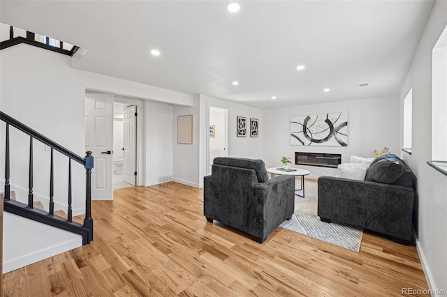 living room with light wood-type flooring