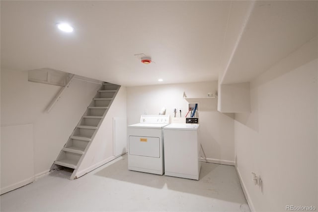 3071 W 38th Ave, Denver, CO 80211 - laundry area featuring washing machine and clothes dryer, recessed lighting, and baseboards