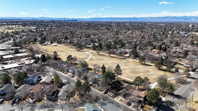 aerial view featuring a residential view and a mountain view