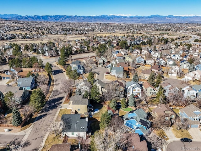 bird's eye view with a residential view and a mountain view