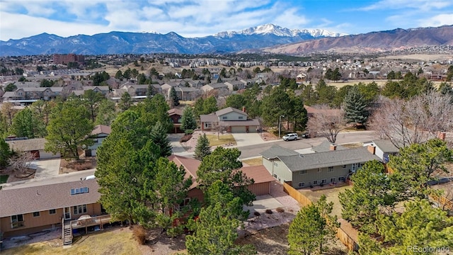 bird's eye view with a residential view and a mountain view