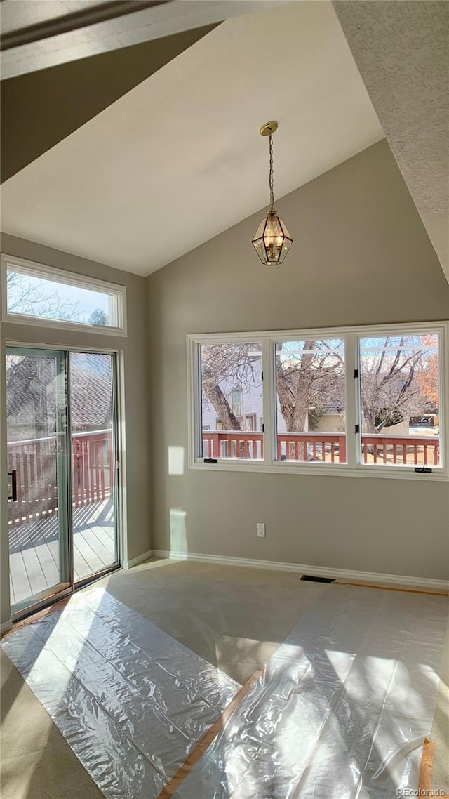 interior space with vaulted ceiling