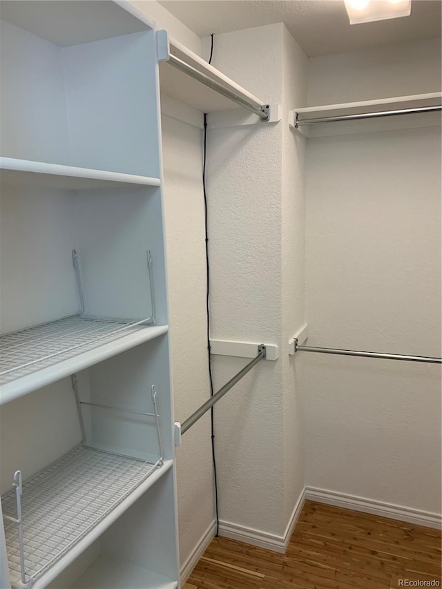 walk in closet featuring wood-type flooring