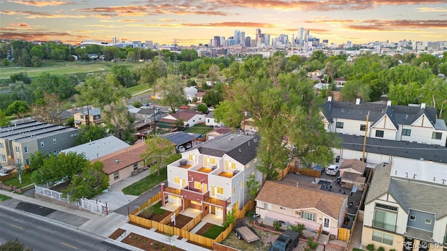 1052 N Knox Ct, Denver, CO 80204 - aerial view of residential area featuring skyline