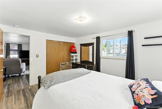 4505 W Gill Pl, Denver, CO 80219 - bedroom featuring dark wood-style flooring, multiple windows, and a closet