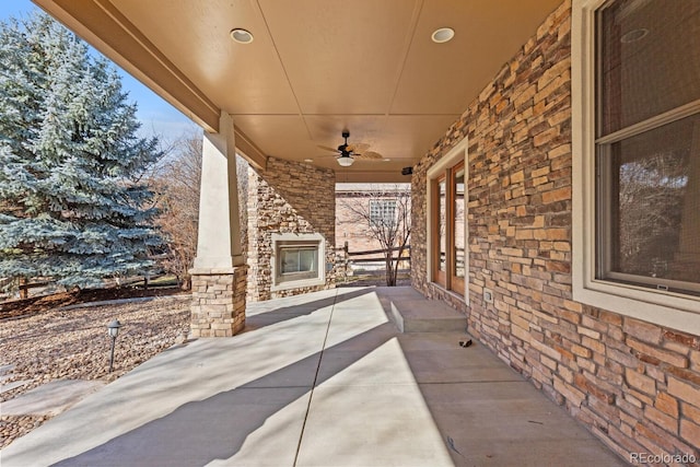 view of patio with a ceiling fan