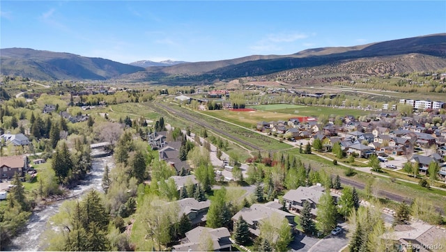 drone / aerial view with a mountain view