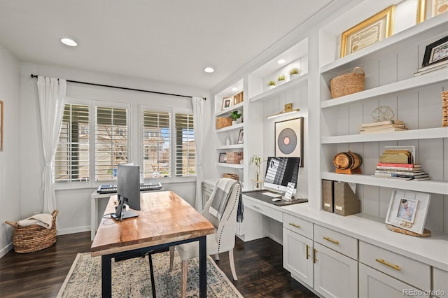 11046 Pastel Pt, Parker, CO 80134 - office space featuring dark wood-style floors, baseboards, and recessed lighting