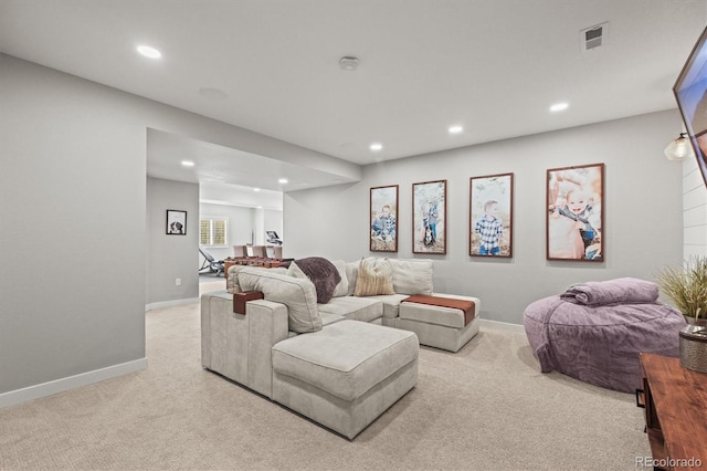 11046 Pastel Pt, Parker, CO 80134 - living area featuring light colored carpet, recessed lighting, and baseboards