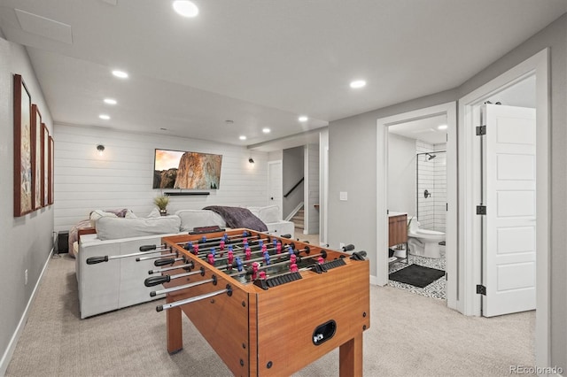 11046 Pastel Pt, Parker, CO 80134 - recreation room featuring light carpet, recessed lighting, and baseboards