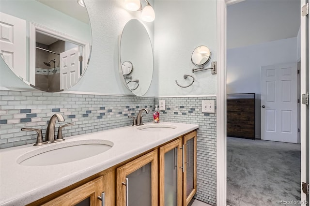 9962 Stratford Ln, Highlands Ranch, CO 80126 - bathroom with double vanity and a shower