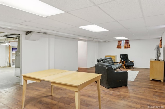 8484 E Radcliff Ave, Denver, CO 80237 - living room with wood finished floors and a drop ceiling