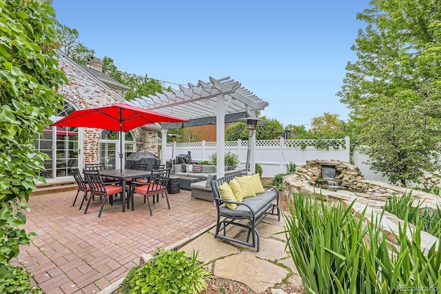 1000 N Monaco Pkwy, Denver, CO 80220 - view of patio featuring outdoor lounge area, a pergola, and outdoor dining space